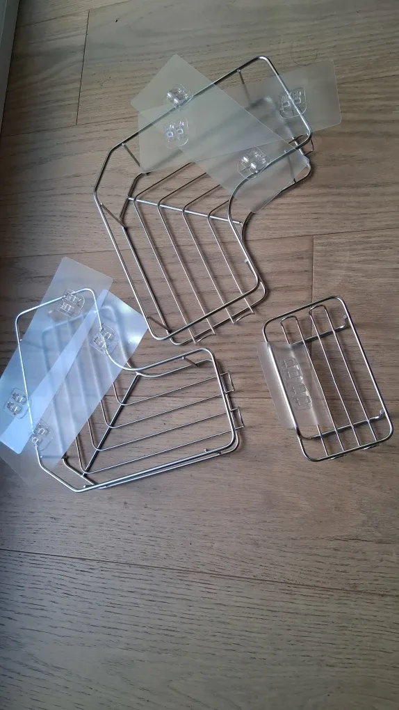 Three Shower Bathroom Shelves, Wall Mount  Stainless Steel