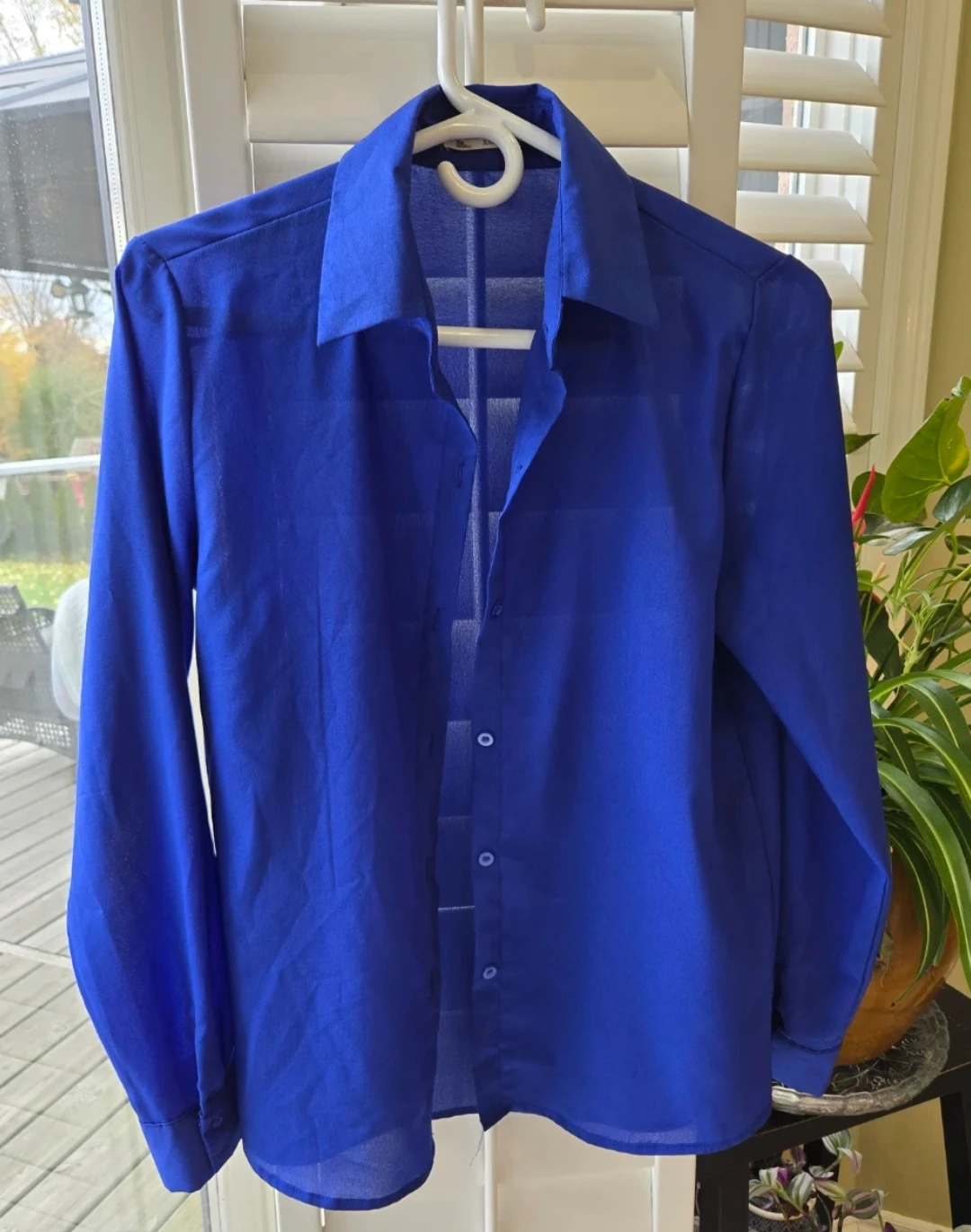 Blue Long Sleeve Button-Up Shirt - photo 2
