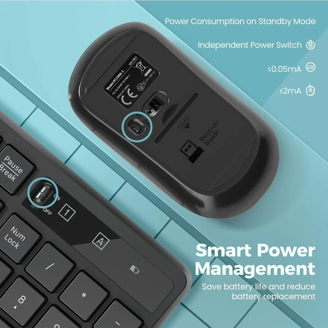 Lovaky Wireless Keyboard and Mouse Combo - Black image indicator(4)