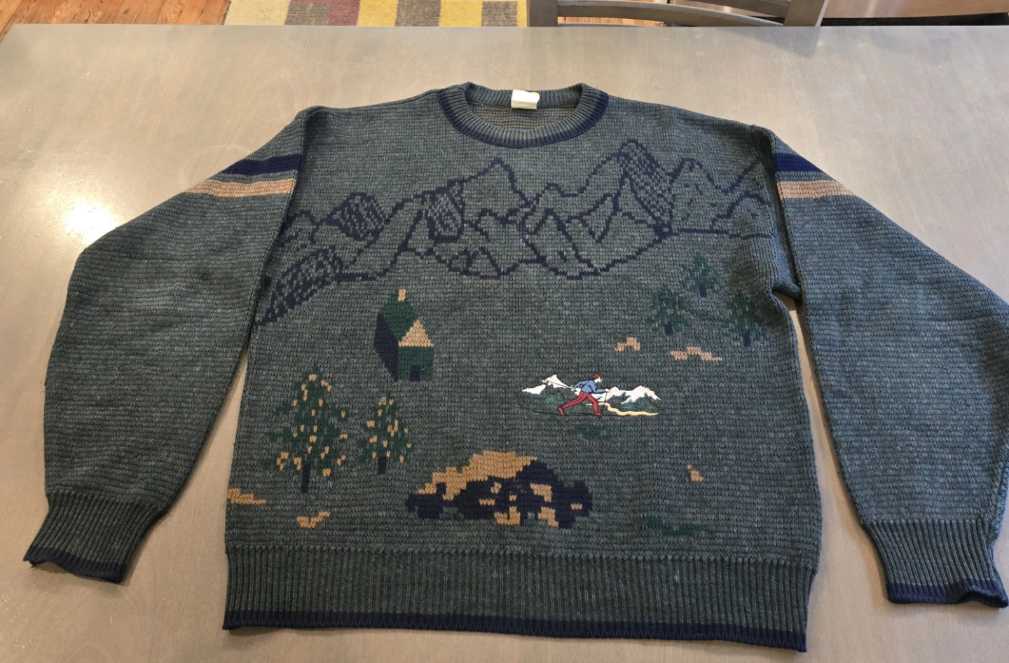 Vintage Landscape Skier Knit Sweater Men’s XL - photo 4