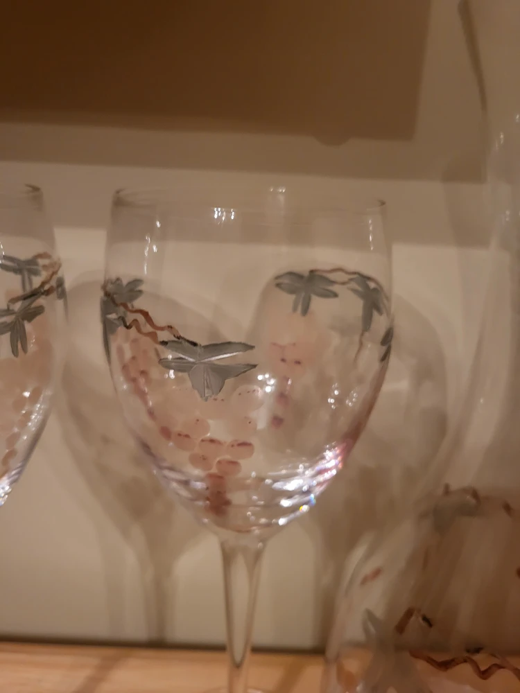 Vintage Etched Hand Painted Glass & Decanter Set - photo 3