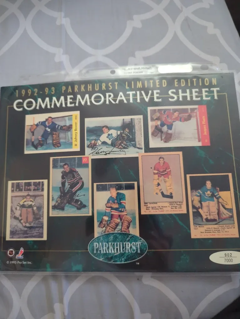 1992-93 Parkhurst Limited Edition Hockey Sheet