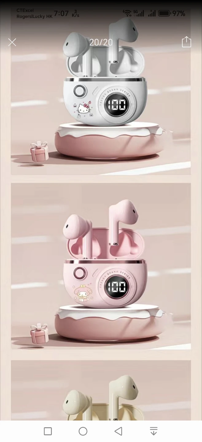 Sanrio My Melody Wireless Bluetooth Earphones - Pink - photo 2