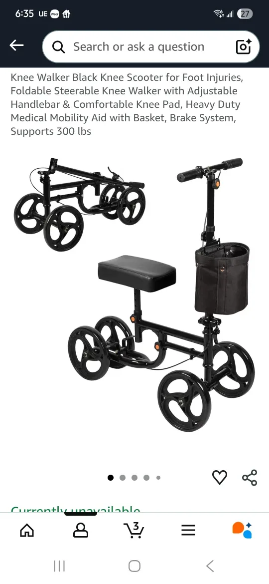 CloudHand Knee Walker/Scooter, Black image indicator(3)