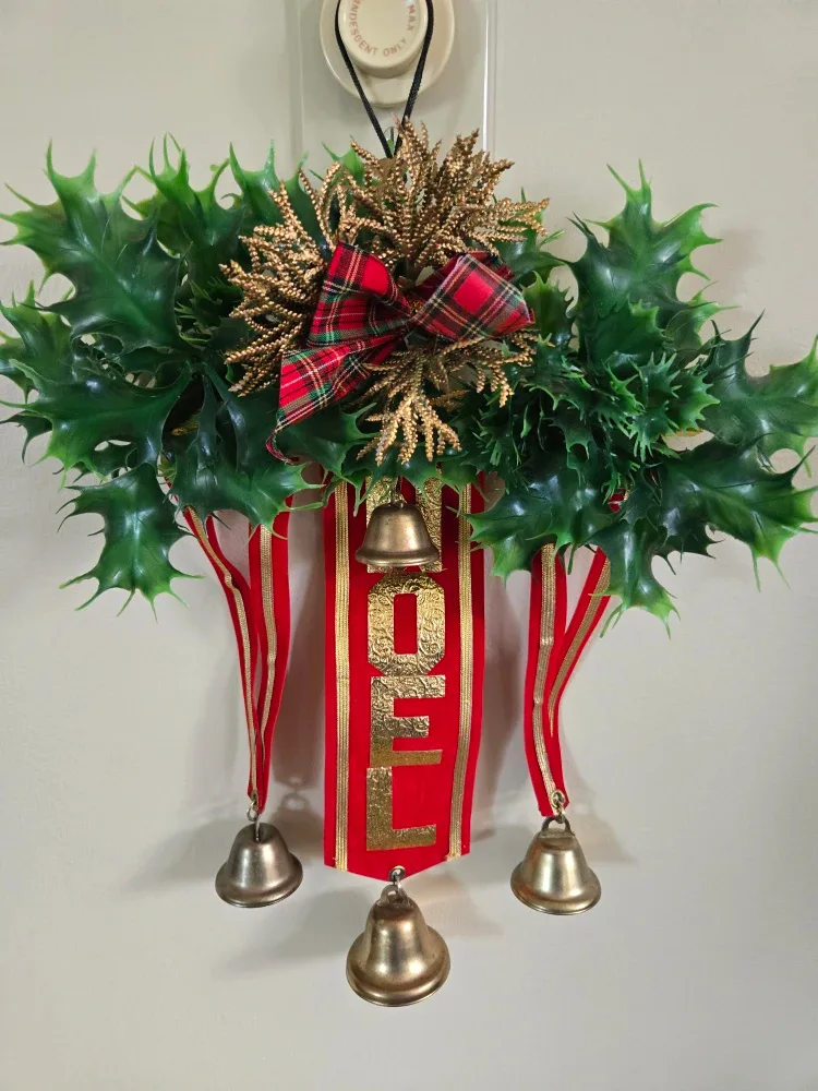 Vintage NOEL Christmas Holly Bell Decoration