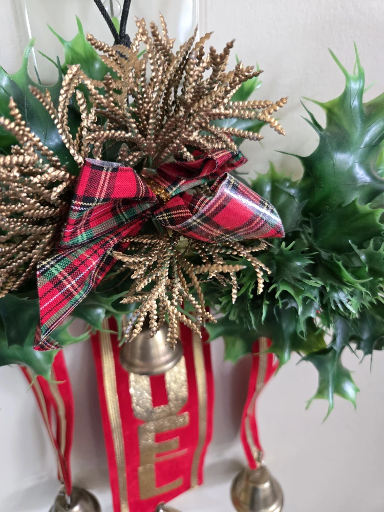 Vintage NOEL Christmas Holly Bell Decoration - photo 5