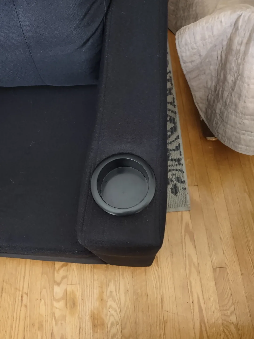 Black Fabric Sectional Sofa With Floating Ottoman image indicator(10)