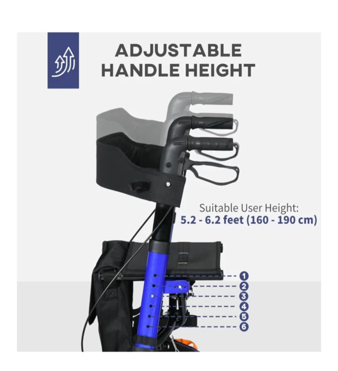 HOMCOM Blue Folding 4-Wheel Walker - photo 5