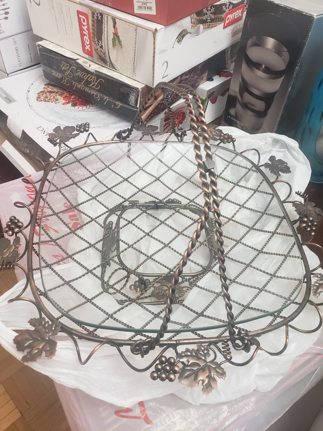 Decorative Glass & Metal Basket - photo 2