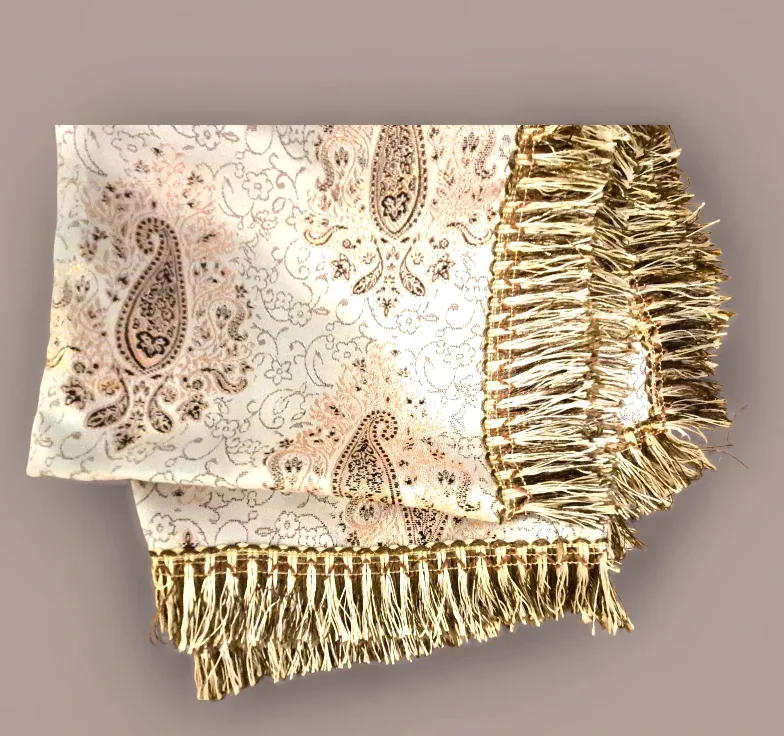 Vintage Persian Throw – 40x40, Paisley & Gold, made in Iran