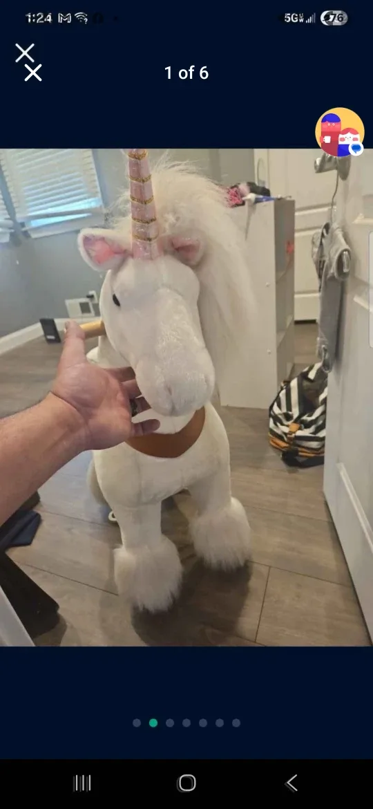 Officially Pony Cycle Unicorn Plush Ride-On Toy image indicator(3)