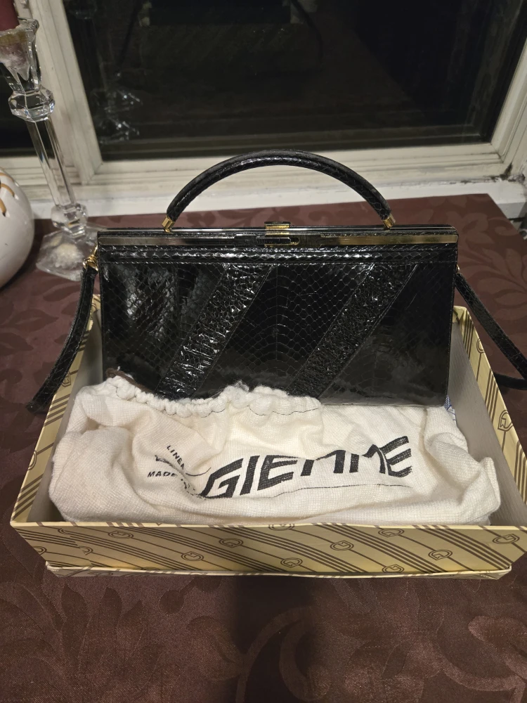 Vintage Giemme Black Snakeskin Handbag - photo 3
