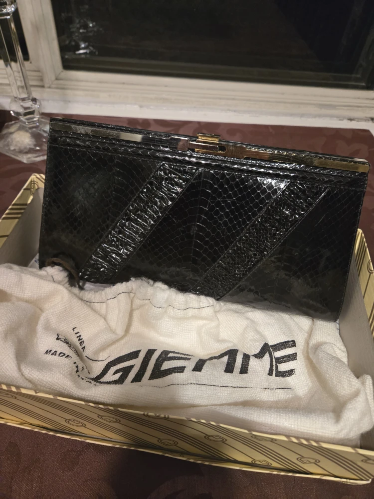 Vintage Giemme Black Snakeskin Handbag