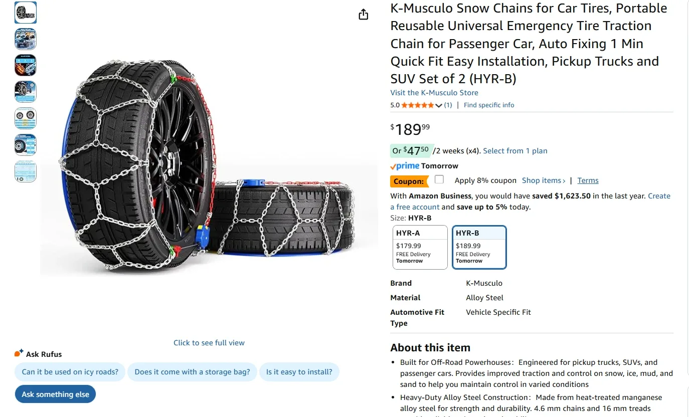Snow Chains for Car Tires BNIB image indicator(2)