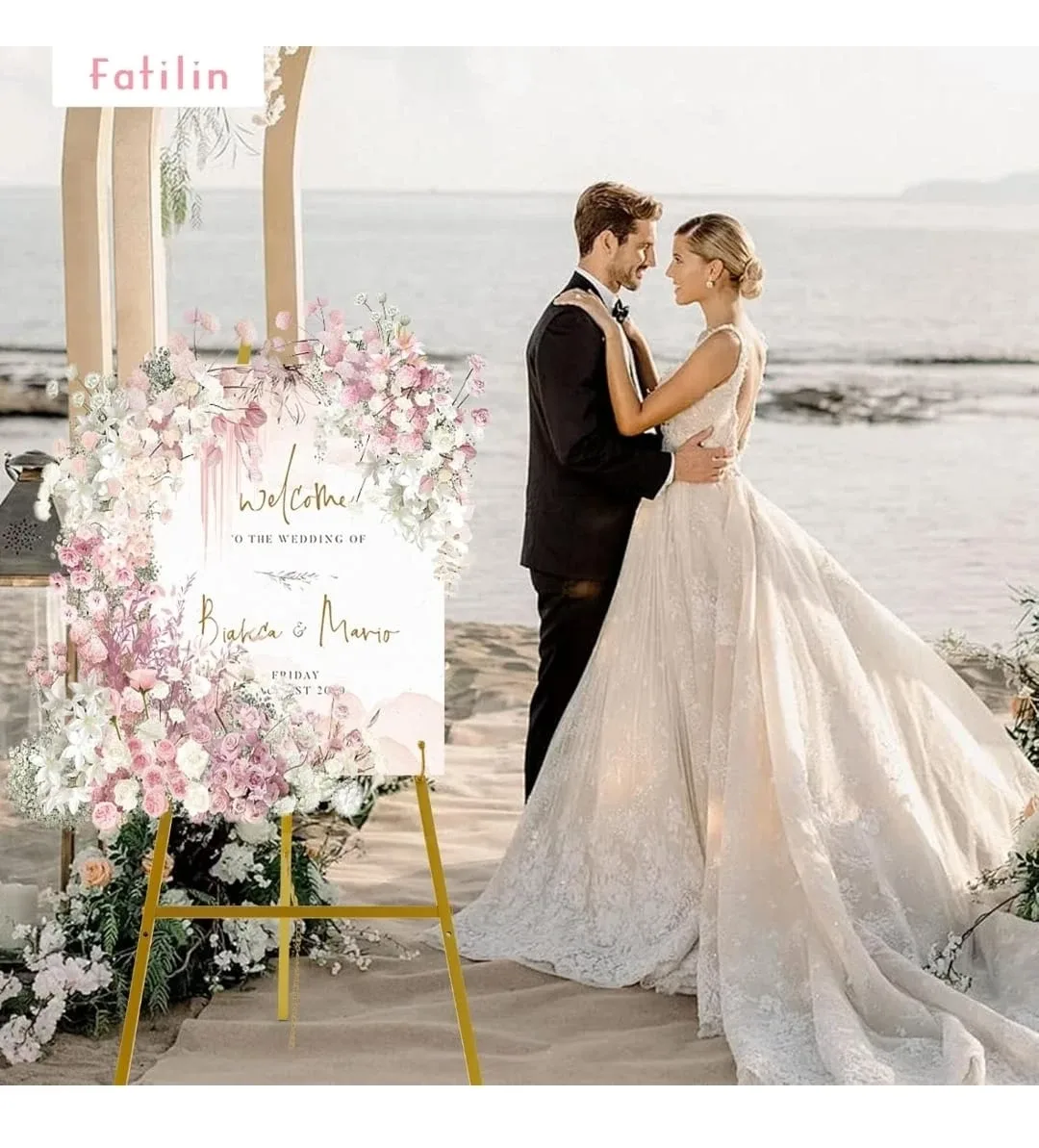 Gold Metal Easel Stand, 4-Level Adjustable image indicator(2)