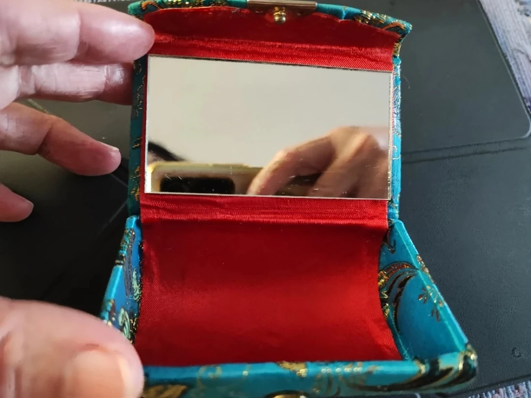 Teal Floral Patterned Lipstick Case with Mirror - photo 3