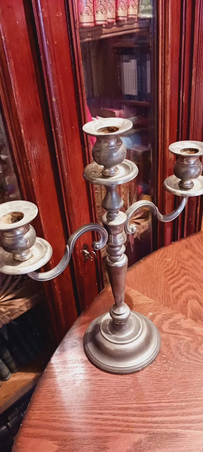 Large Vintage 3 Arms Silver Plated Candelabra - photo 2