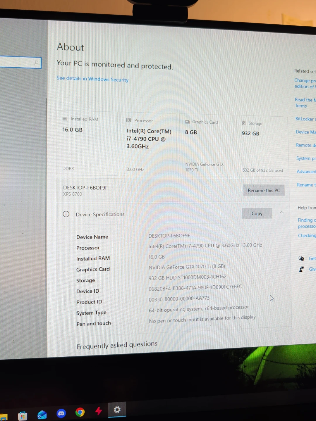 Dell XPS 8700 Desktop PC - Intel i7, 16GB RAM, GTX 1070 Ti