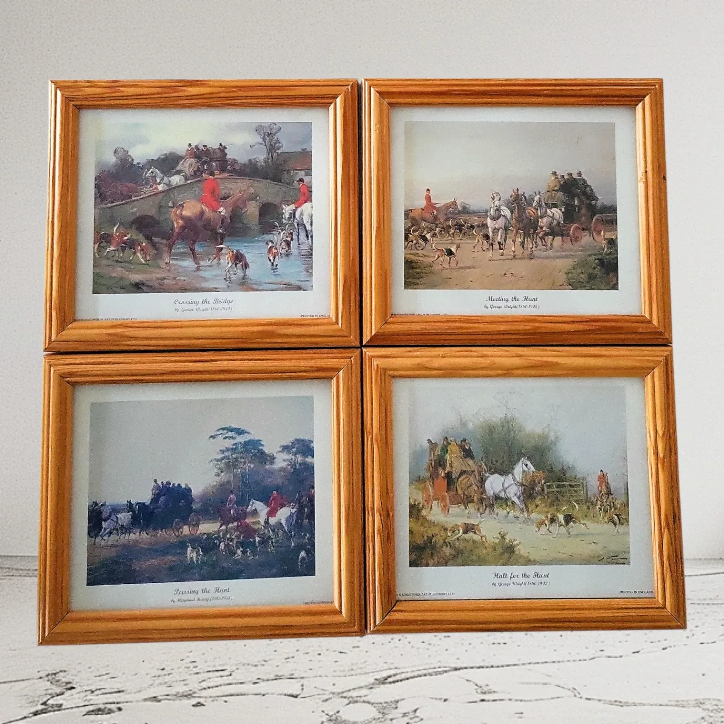 George Wright Vintage Framed Horse Hunt Prints - Set of 4