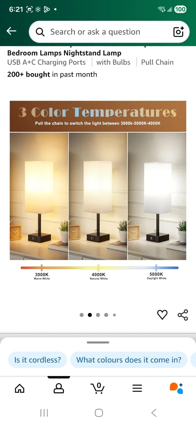 2 Bedside Table Lamps with USB Charging image indicator(4)