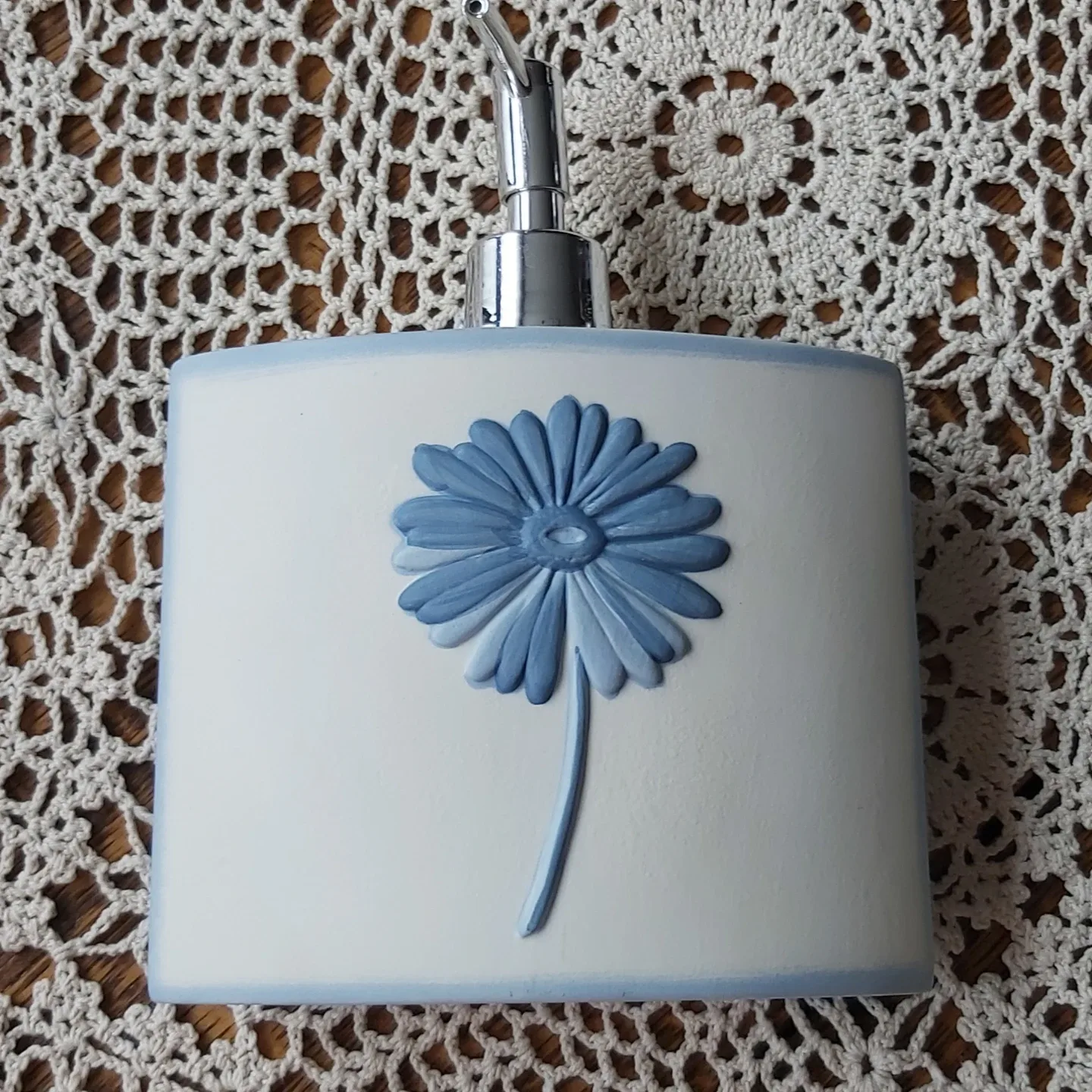 Blue Floral Soap Dispenser & Toothbrush Holder image indicator(2)