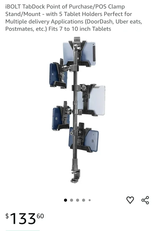 iBOLT TabDock POS Clamp Stand/Mount - 5 Tablet Holders image indicator(3)