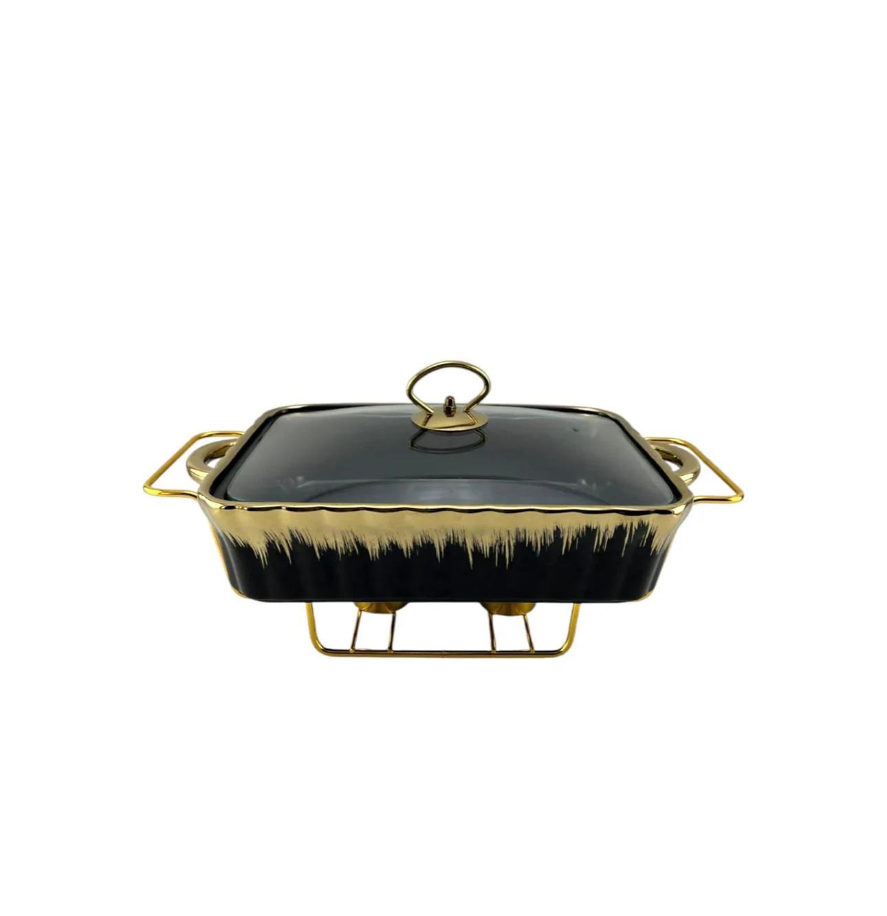 Black and Gold 3 piece Buffet Dish Set - photo 2