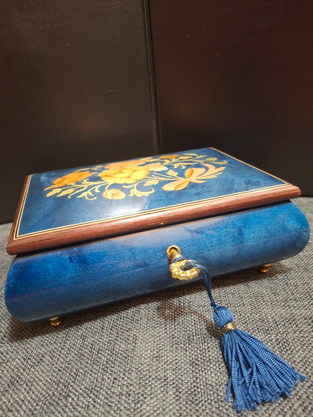 Blue Floral Italian  Wooden Box thumbnail