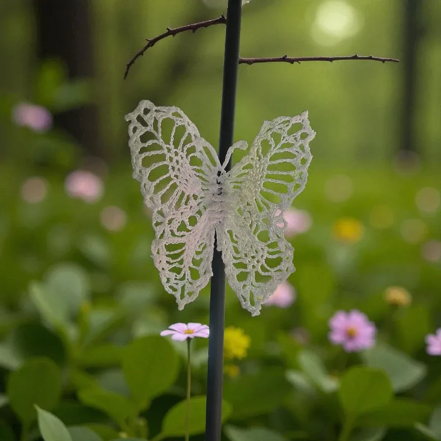 Handmade Crochet Butterfly Decoration, magnet image indicator(3)