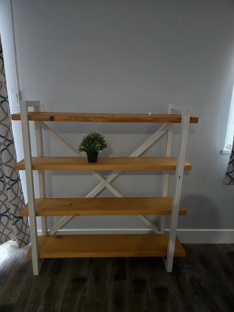 Wooden Bookshelf with White Frame