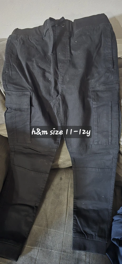 H&M Black Cargo Pants - Size 11-12 Years