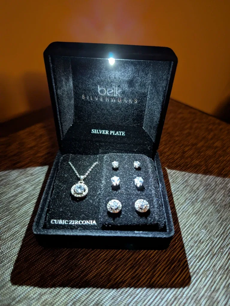 Belk Silverworks Cubic Zirconia Necklace & Earrings Set image indicator(2)