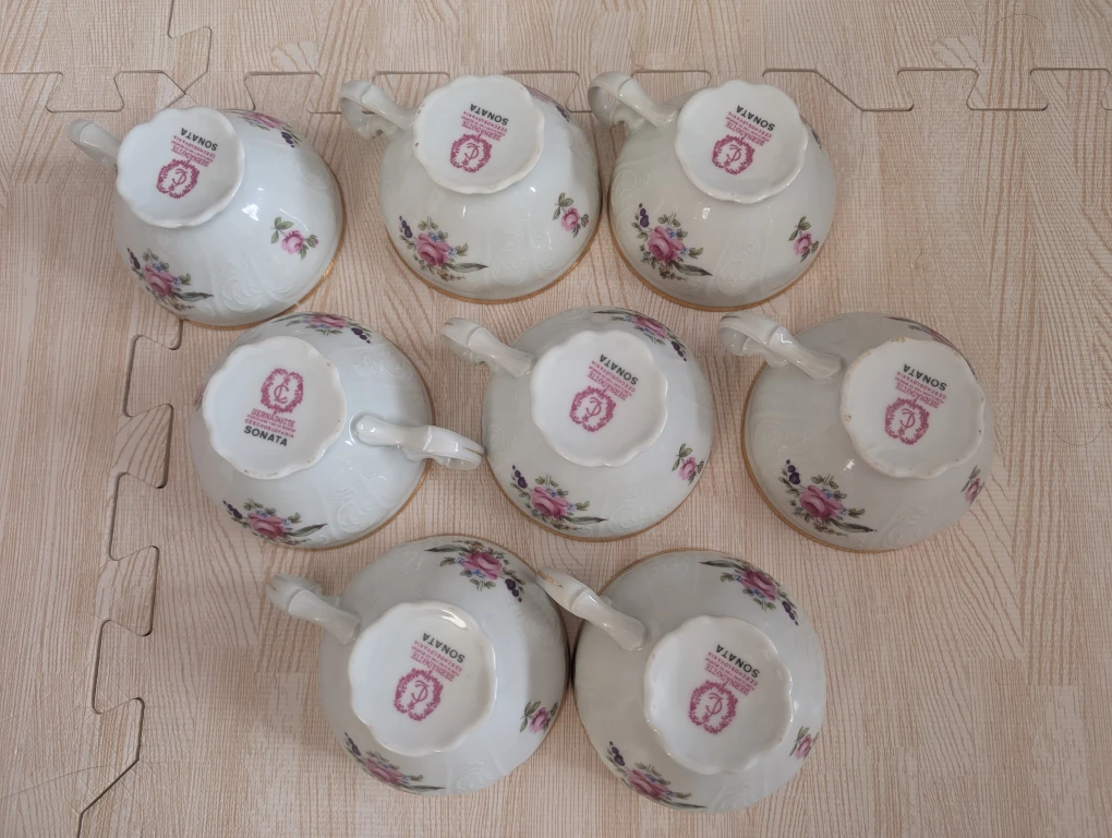 Bernadotte Sonata Porcelain Fine de Bohème Tea Cups and Saucers - photo 4