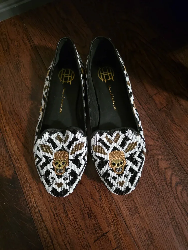 House of Harlow 1960 Zenith Beaded Skull Flats - Size 7 image indicator(2)