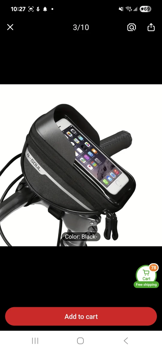 B-Soul Black Bike Handlebar Bag