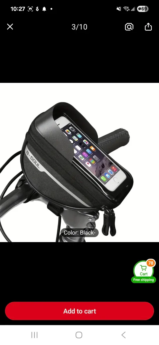 B-Soul Black Bike Handlebar Bag