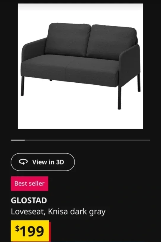 IKEA Glostad Loveseat - Knisa Dark Gray