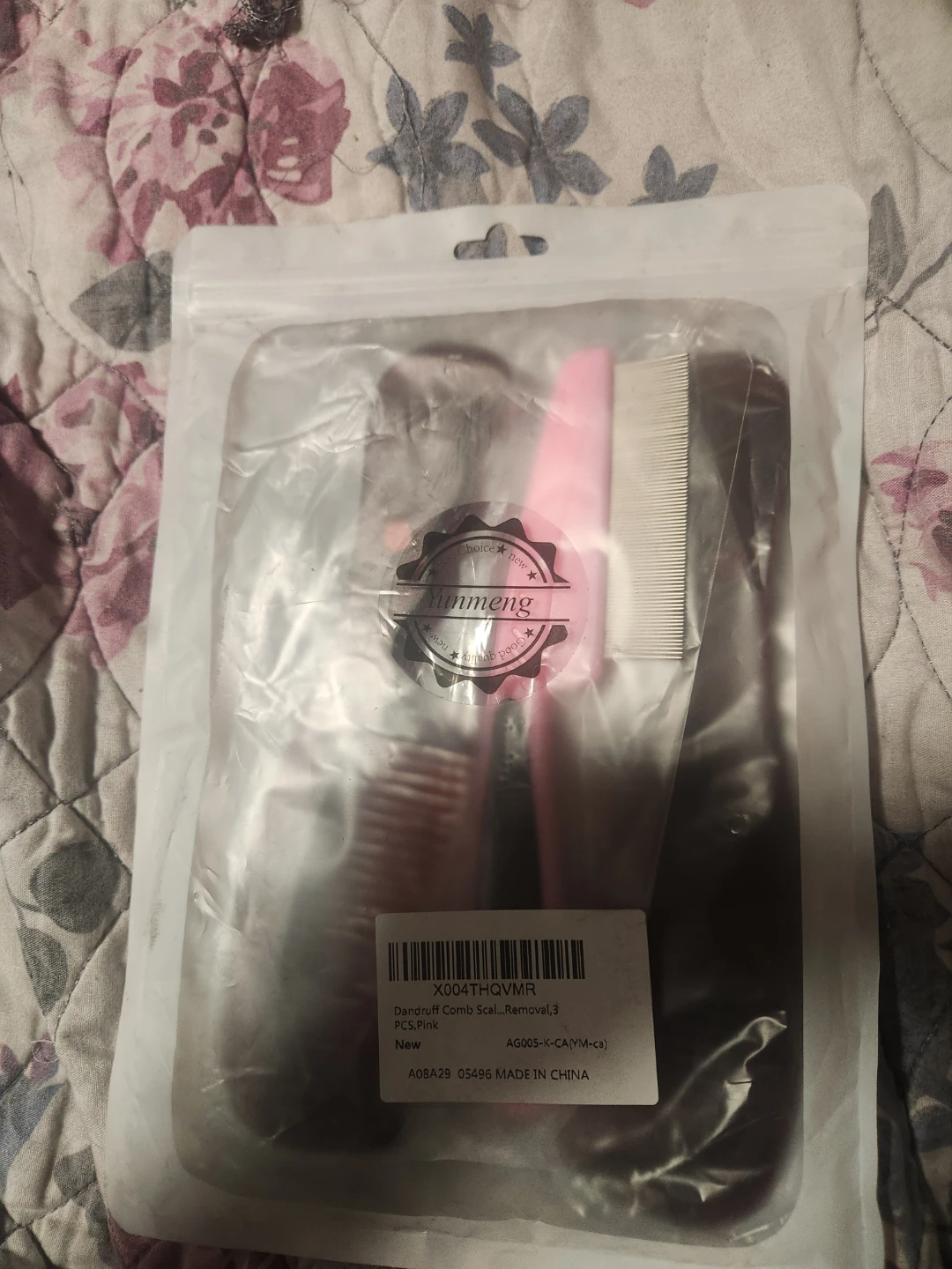 New Yunmeng Dandruff Comb Set - 3 Pcs, Pink