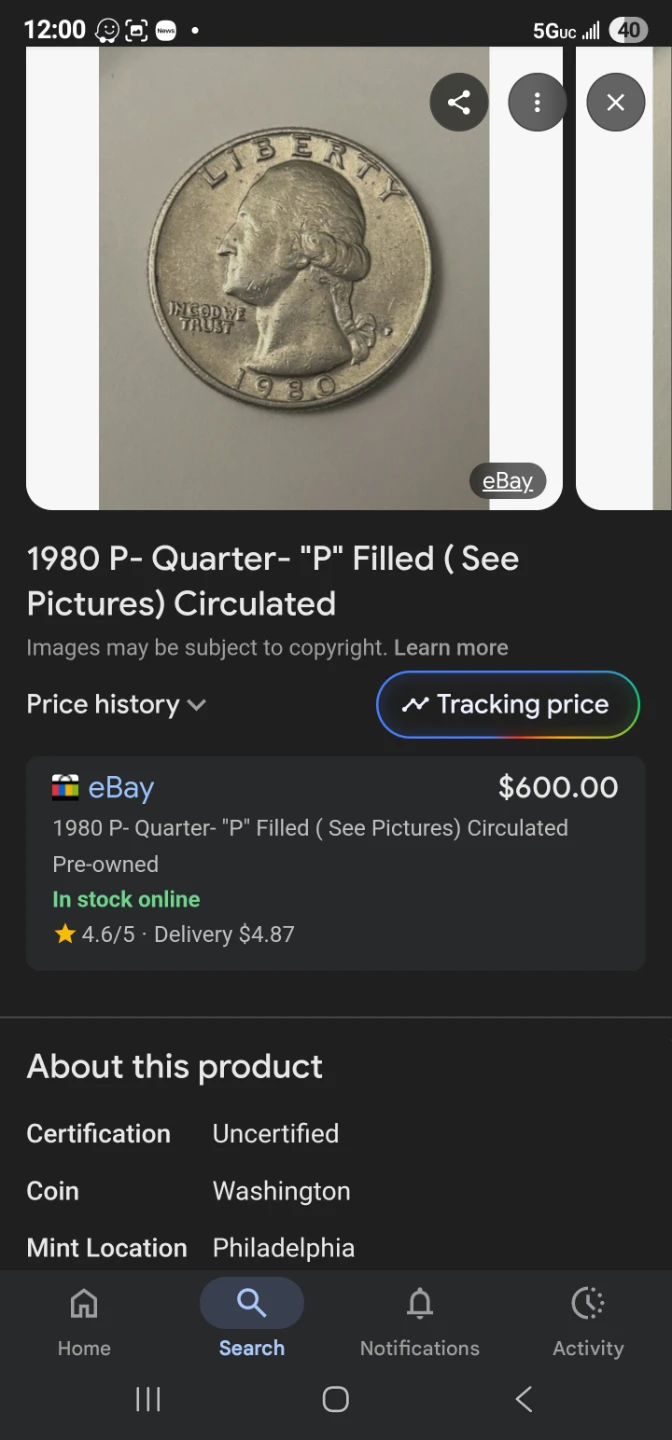 1980 P-Quarter "P" Filled - photo 3