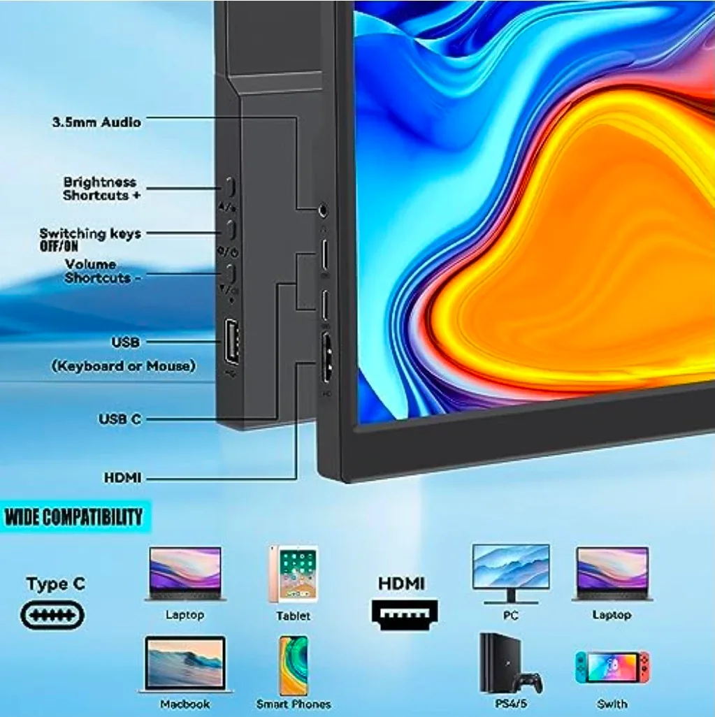 Kenowa 14 Inch Touchscreen Portable Monitor image indicator(3)