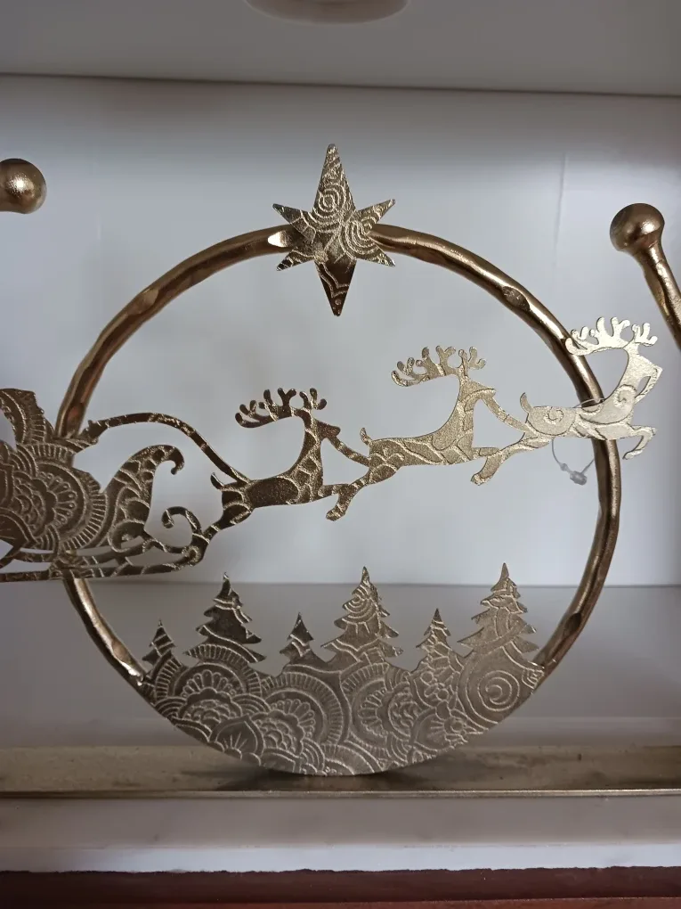 Weighted “JOY” Christmas Stocking Holder – Gold Metal image indicator(10)