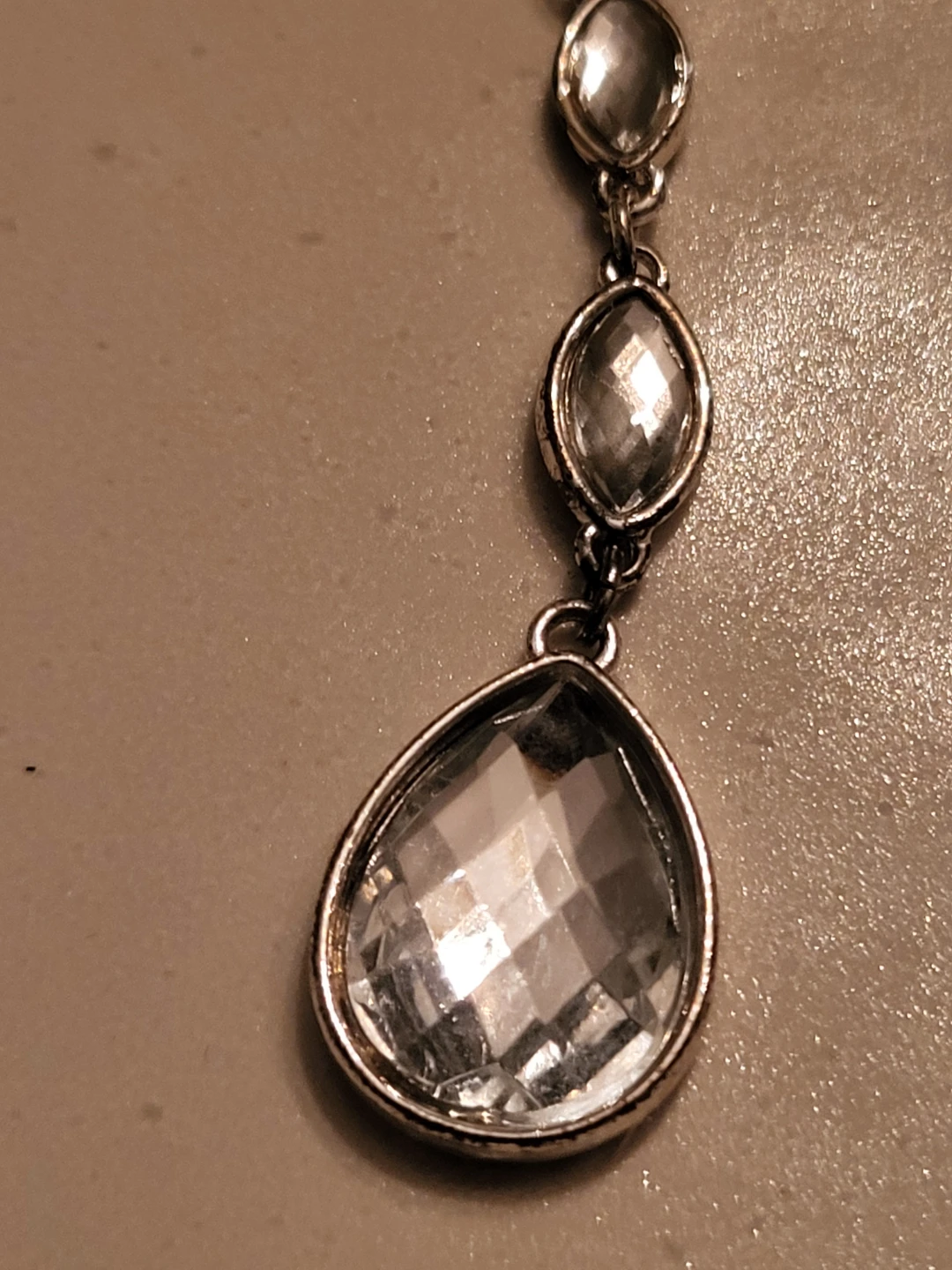 Silver-tone Necklace with Clear Stones