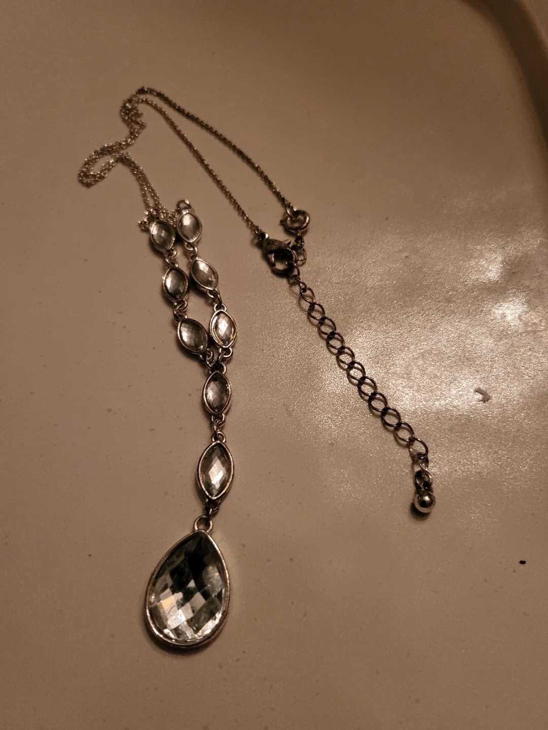 Silver-tone Necklace with Clear Stones image indicator(4)