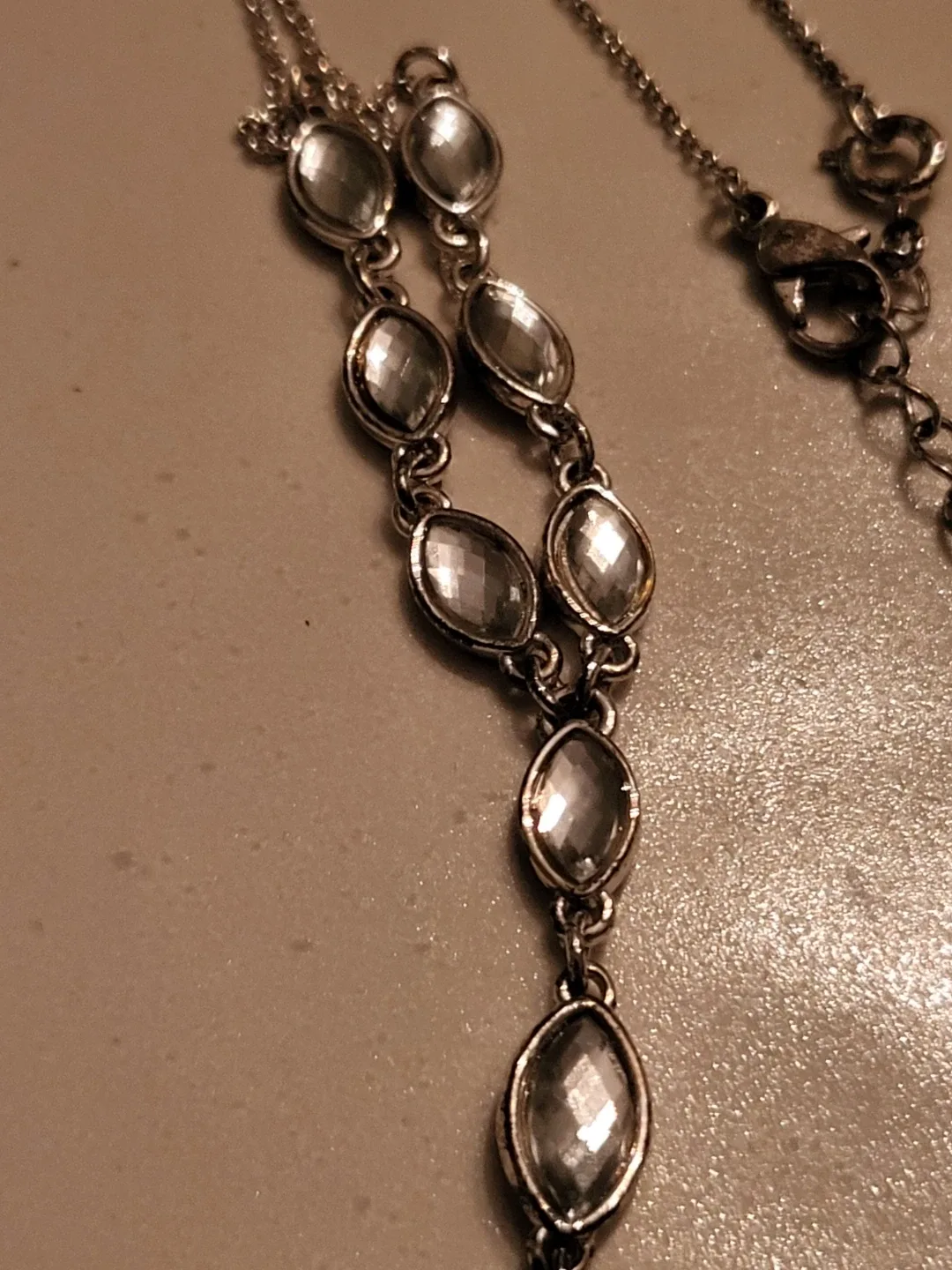 Silver-tone Necklace with Clear Stones image indicator(5)