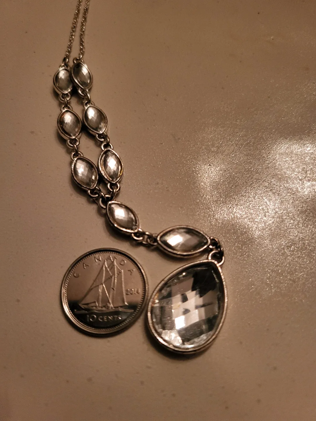 Silver-tone Necklace with Clear Stones image indicator(6)