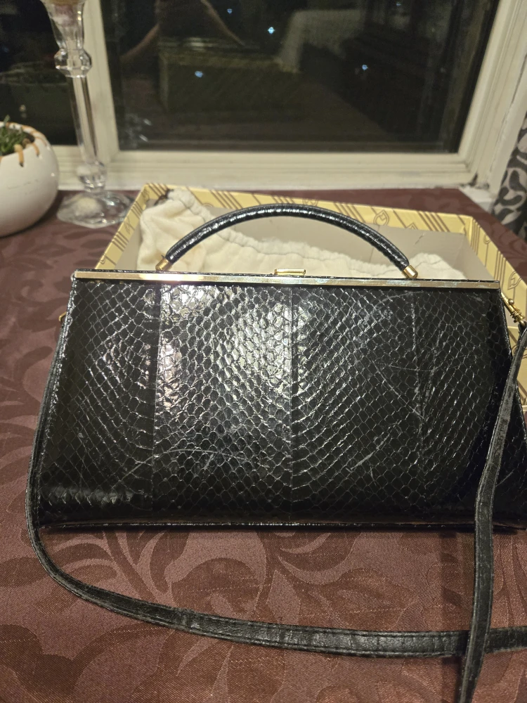 Vintage Giemme Black Snakeskin Handbag - photo 4