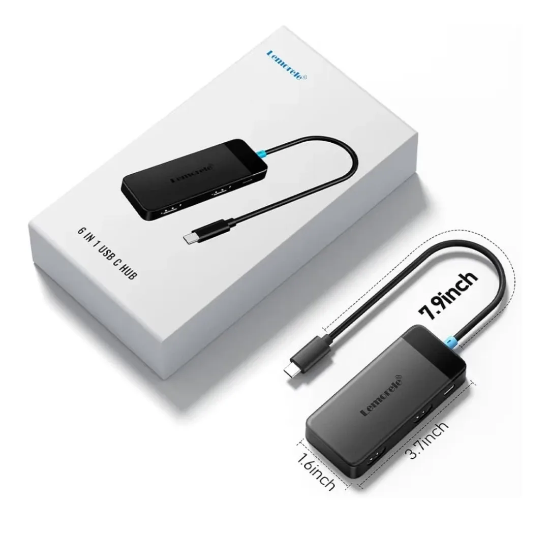 Lemorele 6 in 1 USB C Hub thumbnail