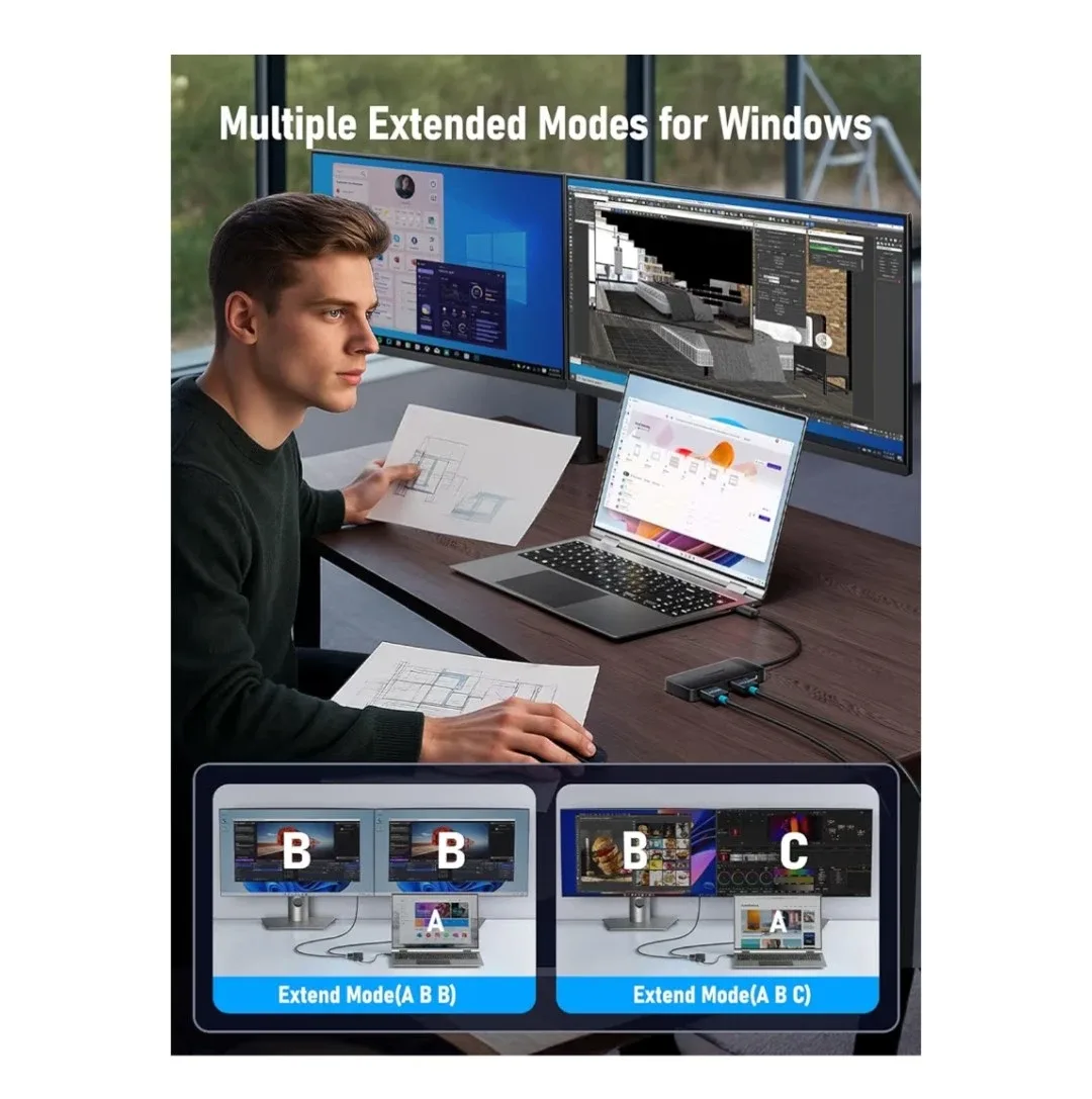 Lemorele 6 in 1 USB C Hub image indicator(3)