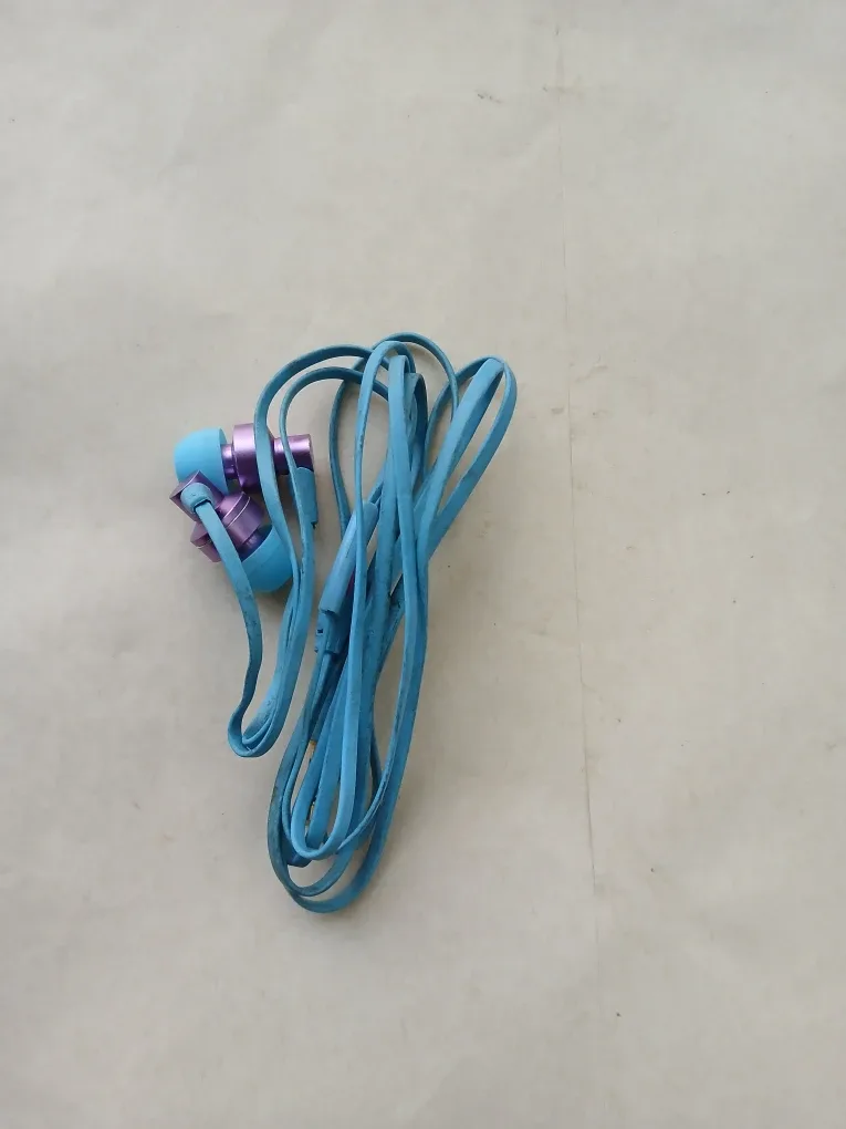 Blue Wired Earphones. Available and free.  NO HOLDS.
