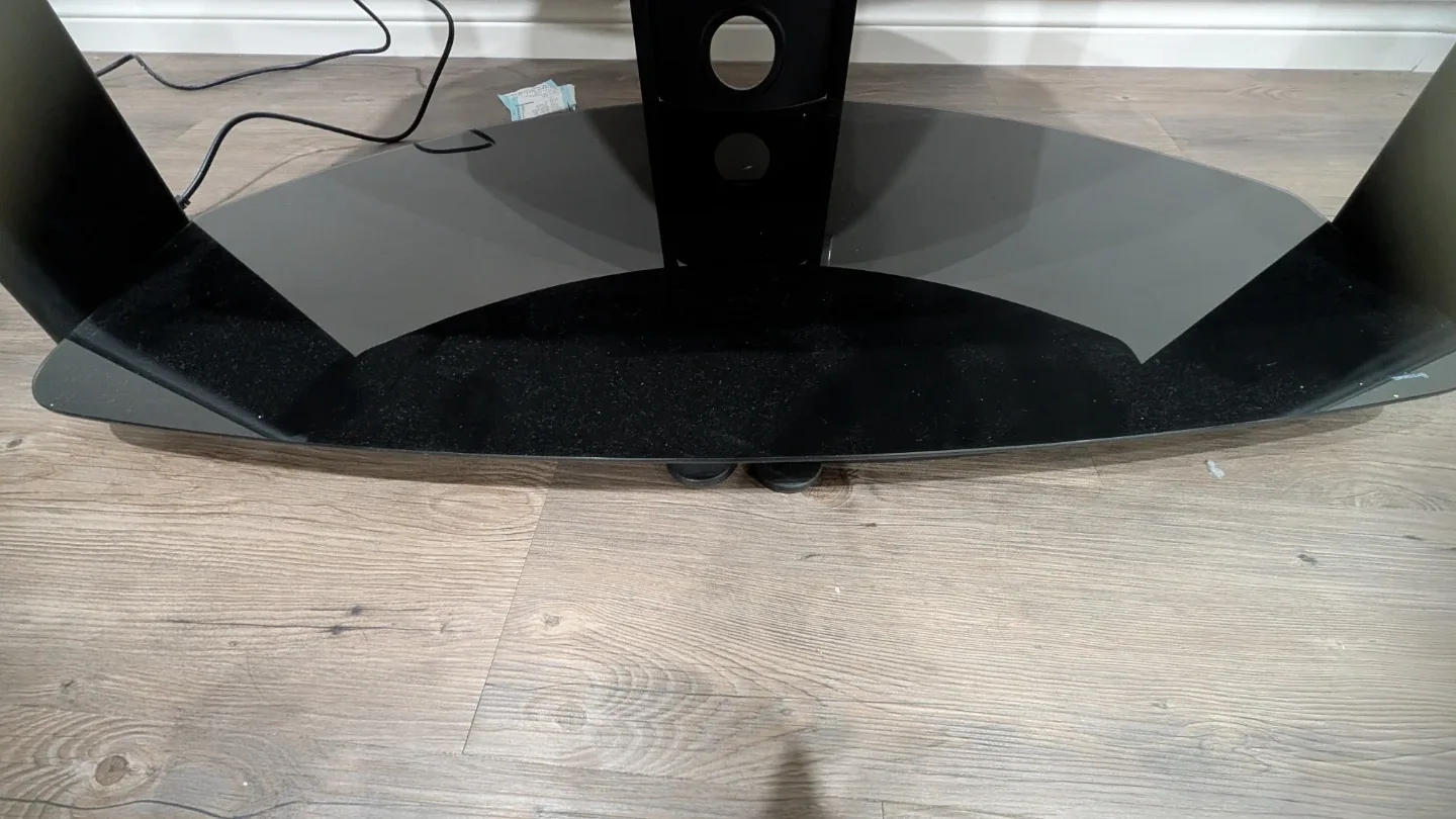 Selling a black glass corner TV stand image indicator(2)